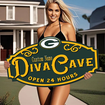 Custom Name Green Bay Packers Man Cave&Diva Cave Sign