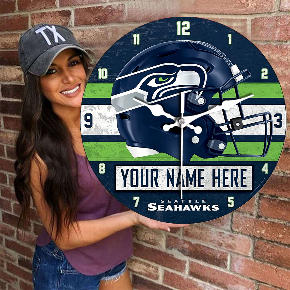 Seattle Seahawks Personalized Custom Round Wall Clock