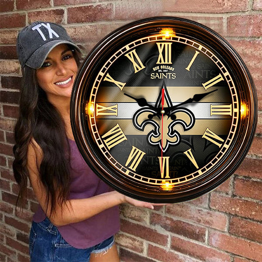 New Orleans Saints Wooden Wall Clock