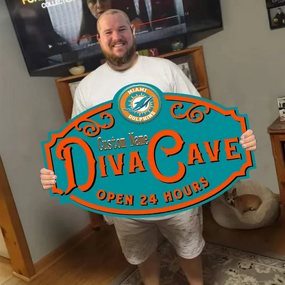 Custom Name Miami Dolphins Man Cave&Diva Cave Sign