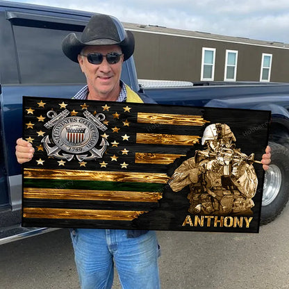 Personalized Wood Military Flag Board