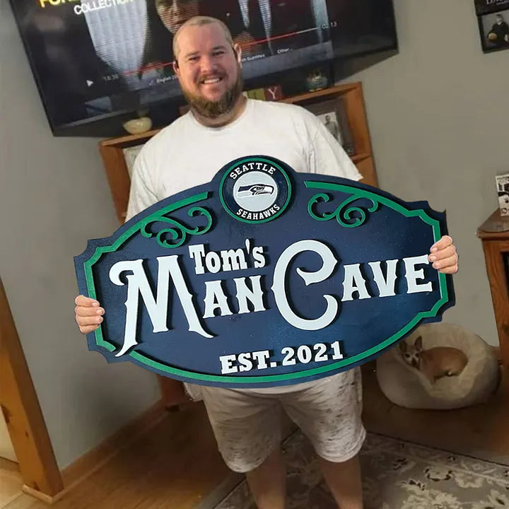 Custom Name Seattle Seahawks Man Cave&Diva Cave Sign