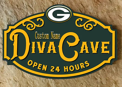 Custom Name Green Bay Packers Man Cave&Diva Cave Sign