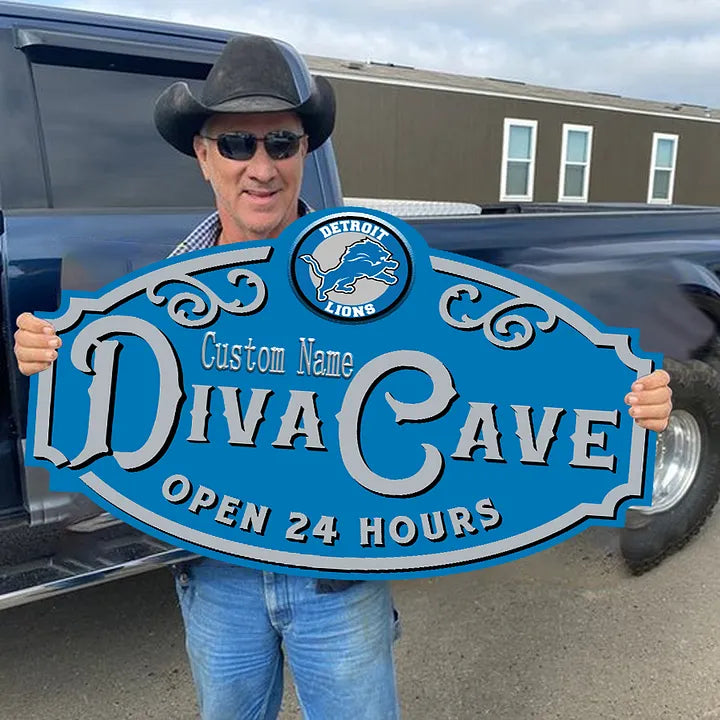 Custom Name Detroit Lions Man Cave&Diva Cave Sign