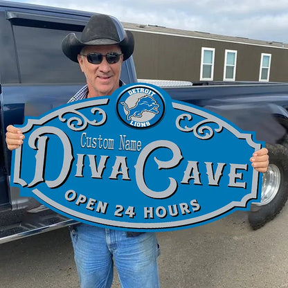 Custom Name Detroit Lions Man Cave&Diva Cave Sign