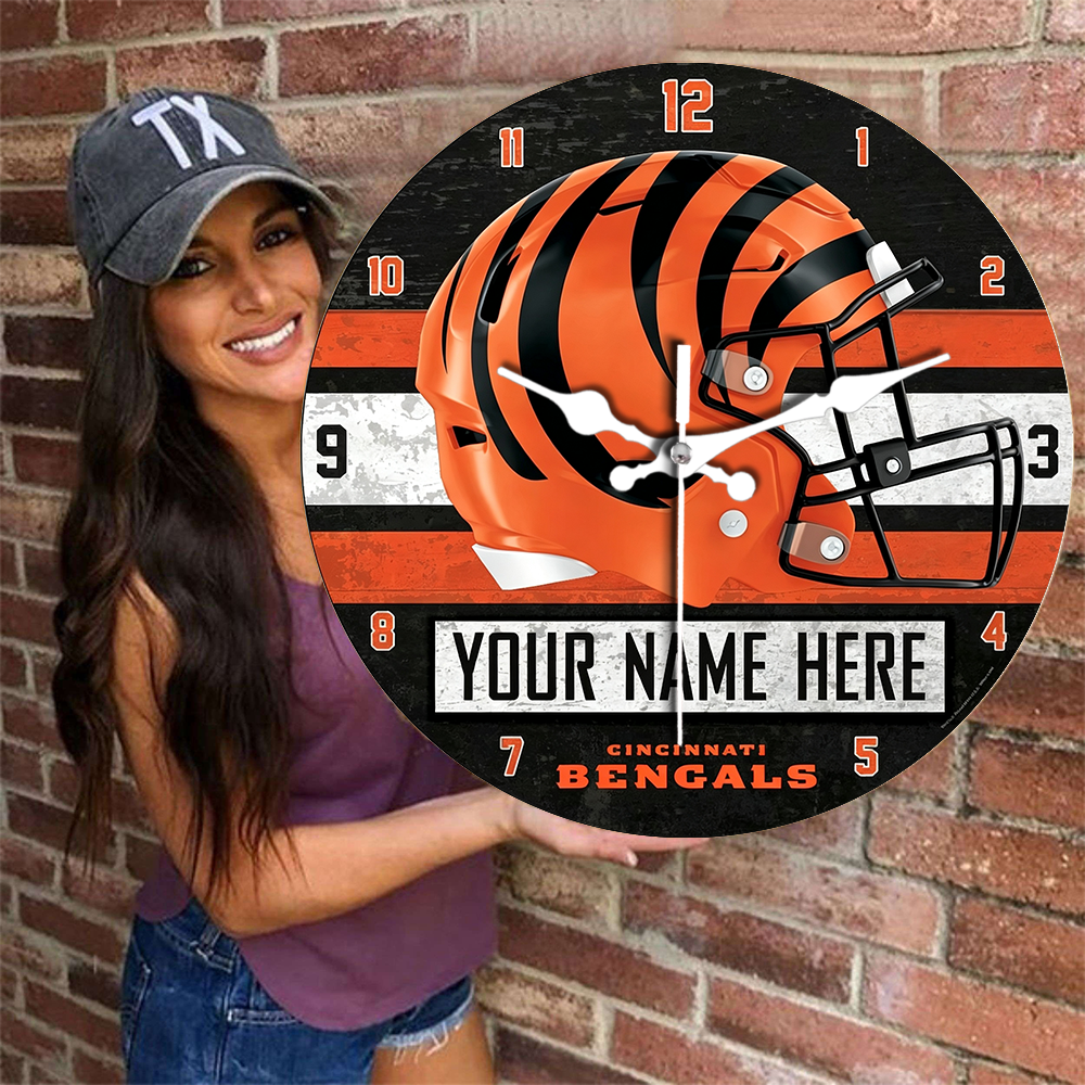 Cincinnati Bengals Personalized Custom Round Wall Clock