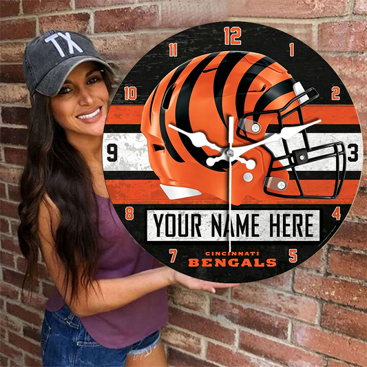Cincinnati Bengals Personalized Custom Round Wall Clock