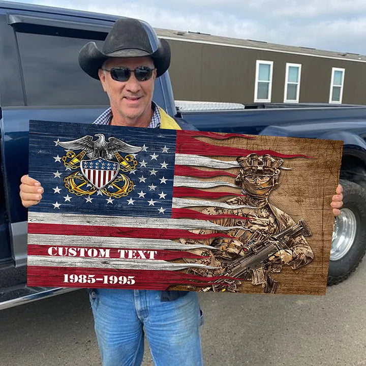 🔥2024 Hot Sale 🔥Personalized Military American Wood Flag