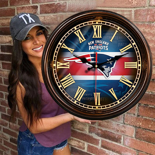 New England Patriots Wooden Wall Clock