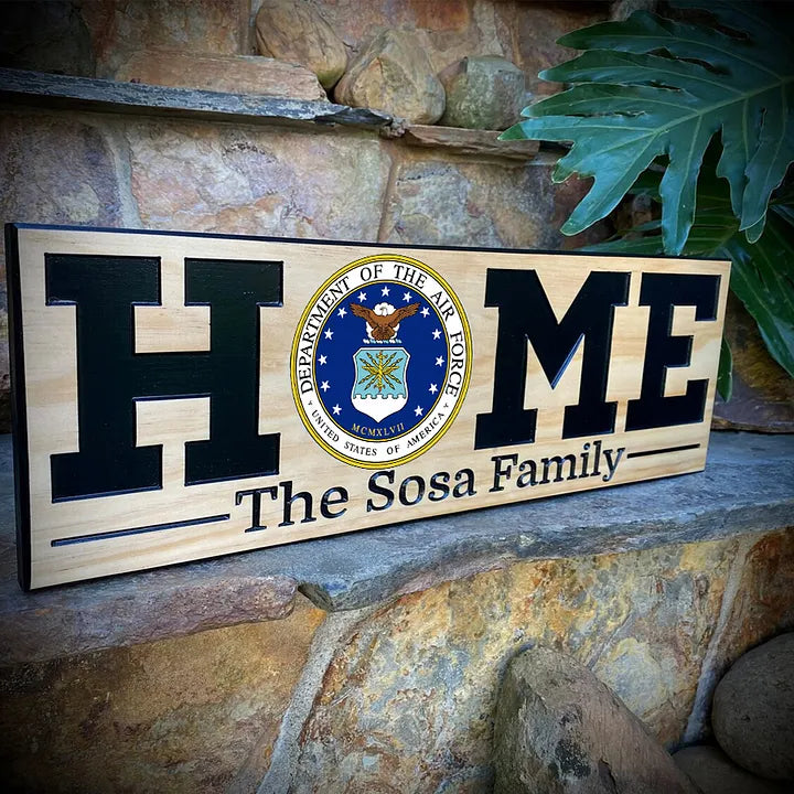 Military Custom Carved Personalized Name Family Wood Sign
