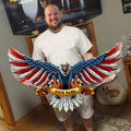 Personalized Name Bald Eagle Flag Metal Wall Art Decoration