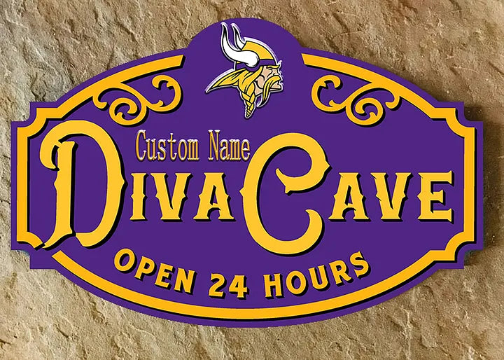 Custom Name Minnesota Vikings Man Cave&Diva Cave Sign