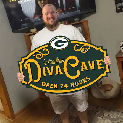 Custom Name Green Bay Packers Man Cave&Diva Cave Sign