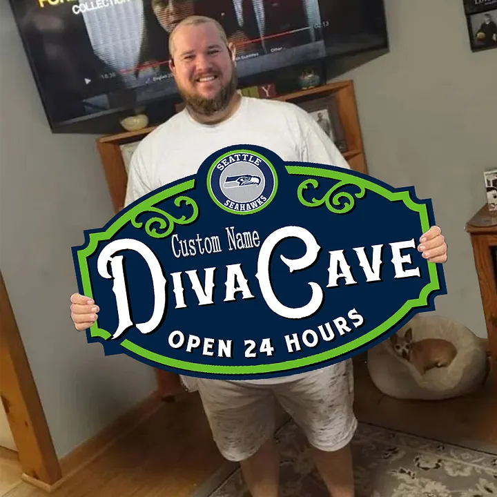 Custom Name Seattle Seahawks Man Cave&Diva Cave Sign