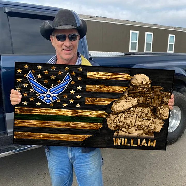 Personalized Wood Military Flag Board