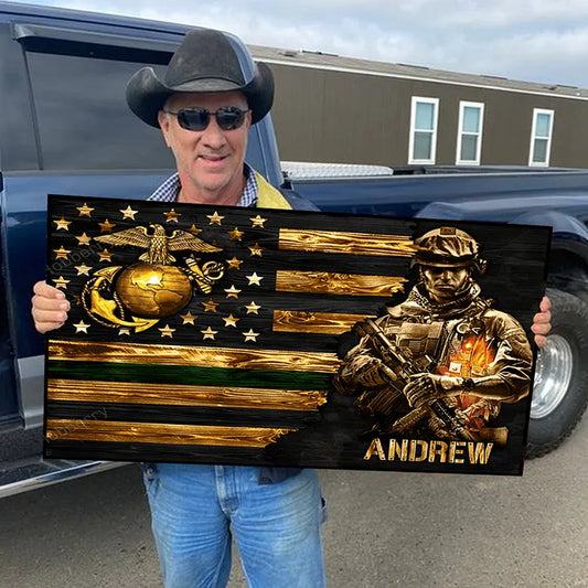 Personalized Wood Military Flag Board
