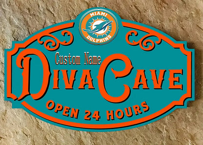 Custom Name Miami Dolphins Man Cave&Diva Cave Sign