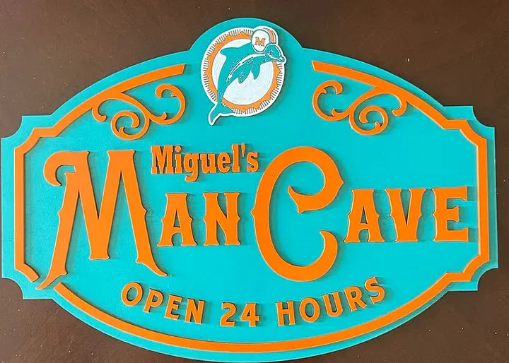 Custom Name Miami Dolphins Man Cave&Diva Cave Sign