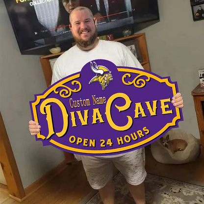 Custom Name Minnesota Vikings Man Cave&Diva Cave Sign
