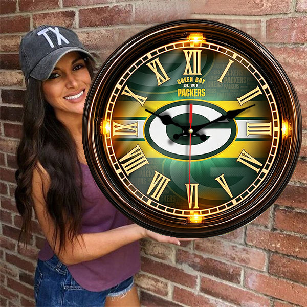 Green Bay Packers Wooden Wall Clock