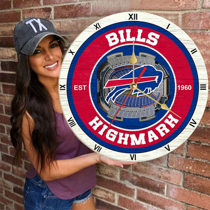 Personalized Custom Buffalo Bills Wooden Wall Clock