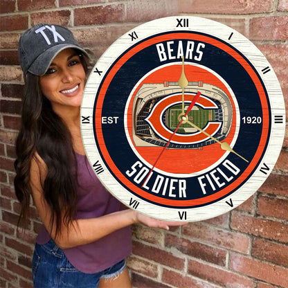 Personalized Custom Chicago Bears Wooden Wall Clock