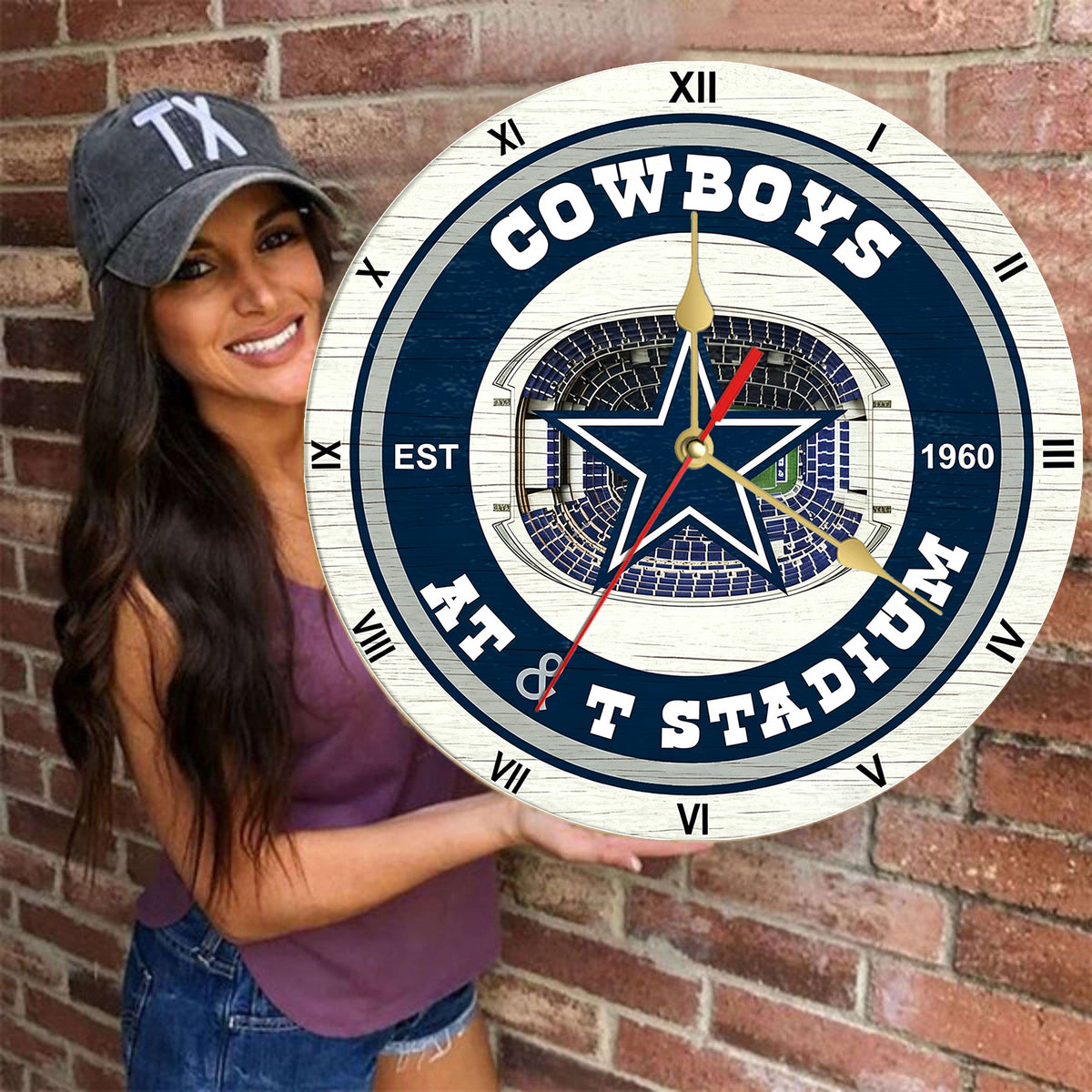 Personalized Custom Dallas Cowboys Wooden Wall Clock