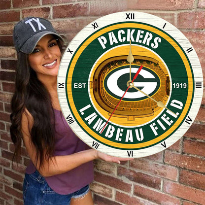 Personalized Custom Green Bay Packers Wooden Wall Clock