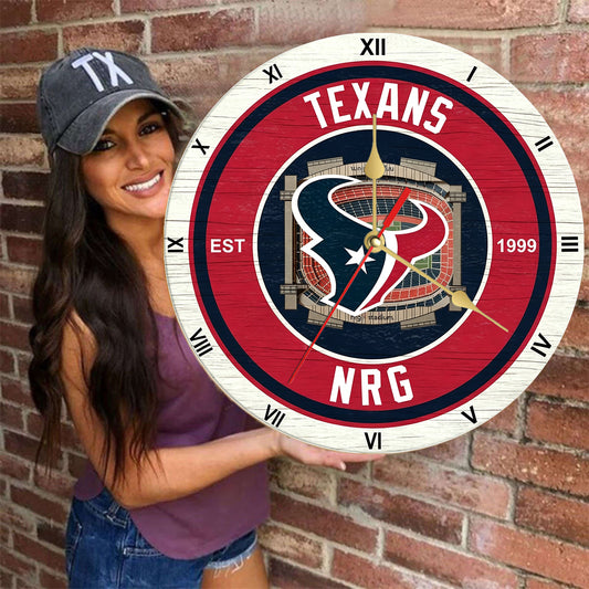 Personalized Custom Houston-Texans Wooden Wall Clock