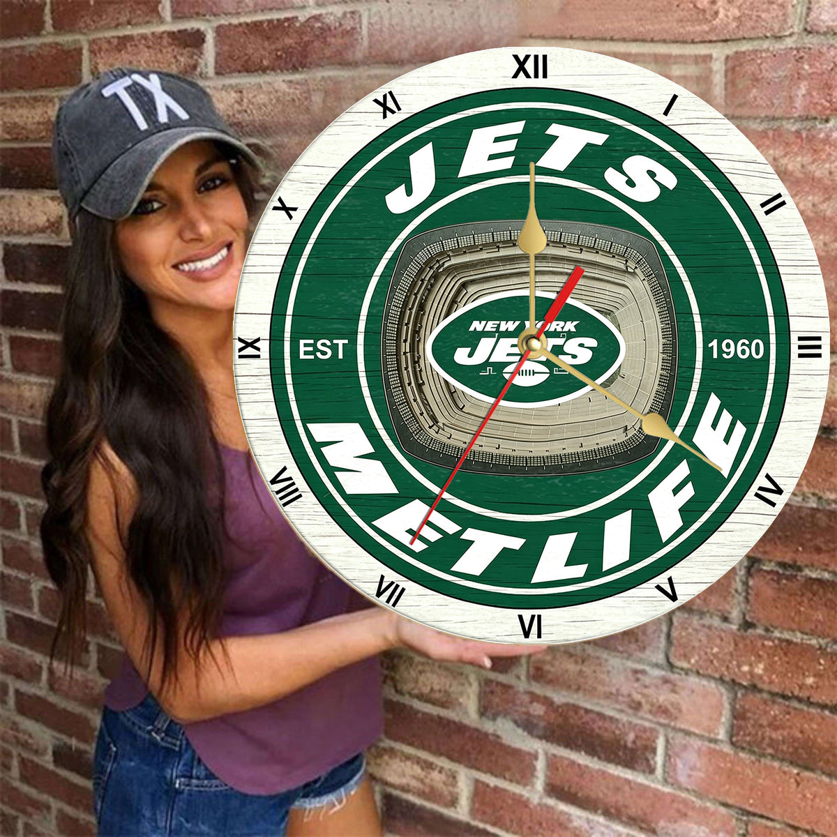 Personalized Custom New York Jets Wooden Wall Clock