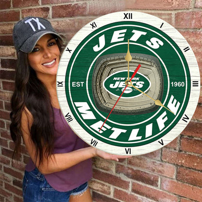 Personalized Custom New York Jets Wooden Wall Clock
