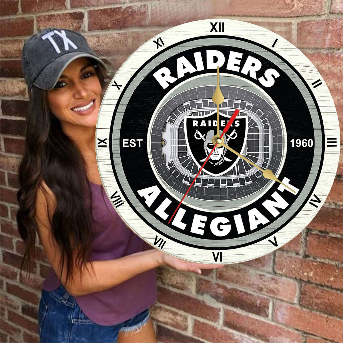 Personalized Custom Las Vegas Raiders Wooden Wall Clock