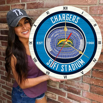 Personalized Custom San Diego Chargers Wooden Wall Clock