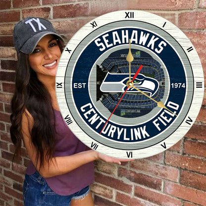 Personalized Custom Seattle Seahawks Wooden Wall Clock