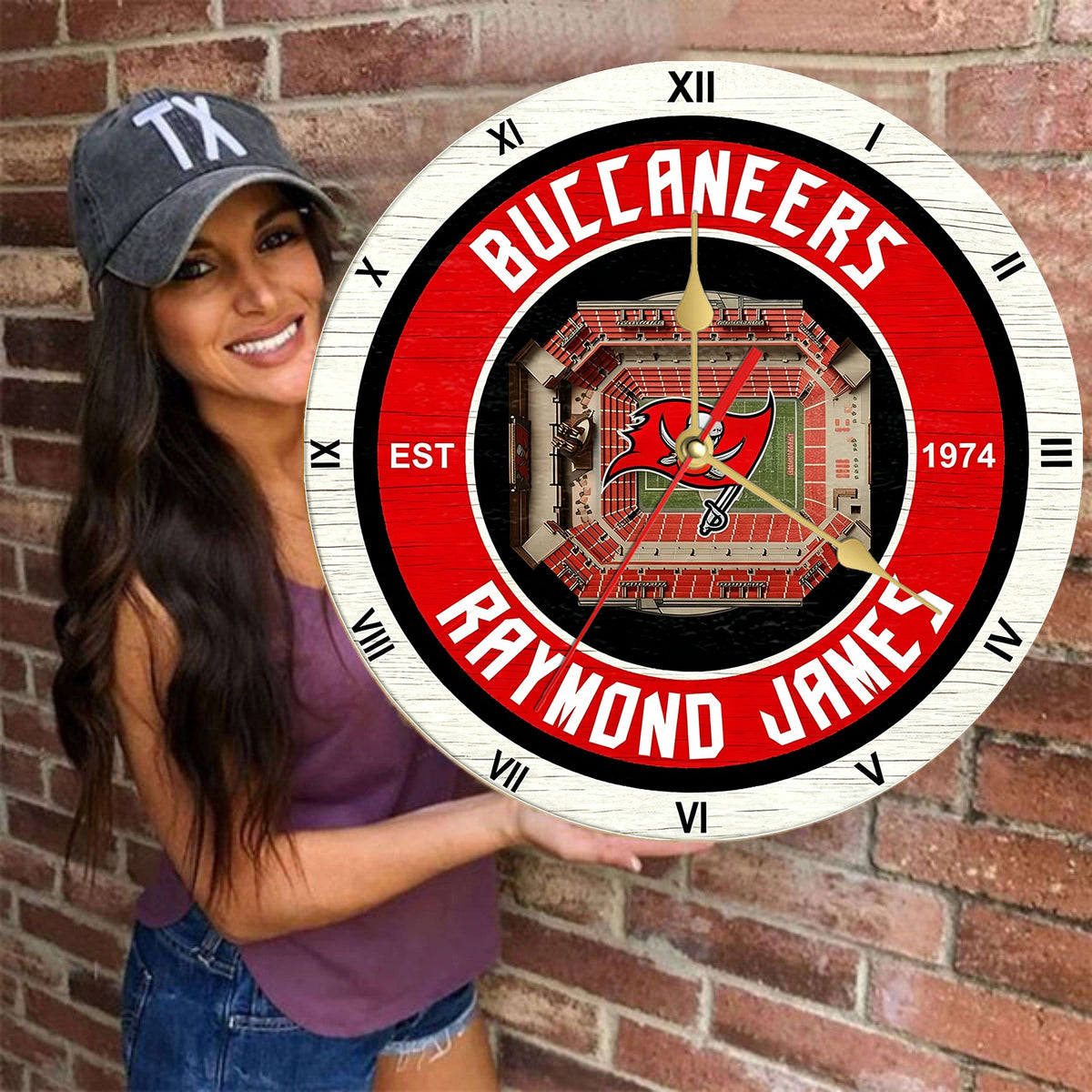 Personalized Custom Tampa Bay Buccaneers Wooden Wall Clock