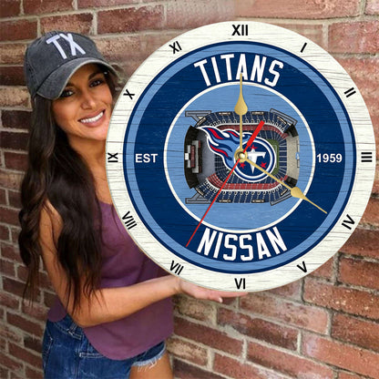 Personalized Custom Tennessee Titans Wooden Wall Clock