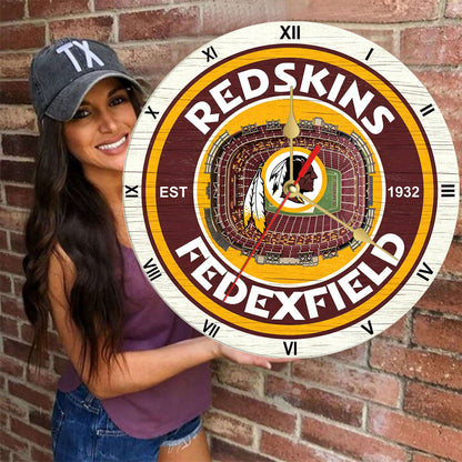 Personalized Custom Washington Redskins Wooden Wall Clock