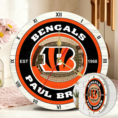 Personalized Custom Cincinnati-Bengals Wooden Wall Clock