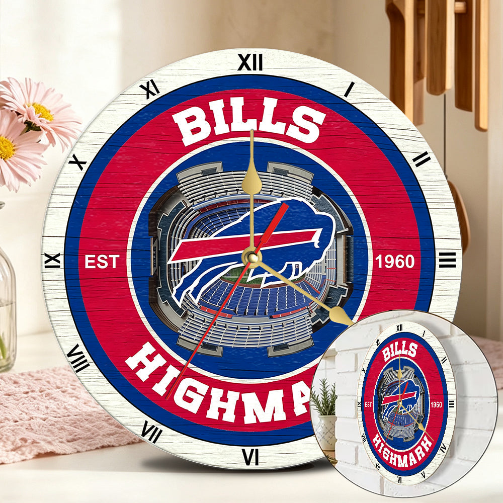 Personalized Custom Buffalo Bills Wooden Wall Clock