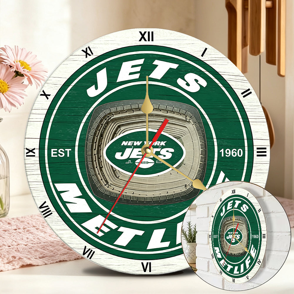 Personalized Custom New York Jets Wooden Wall Clock