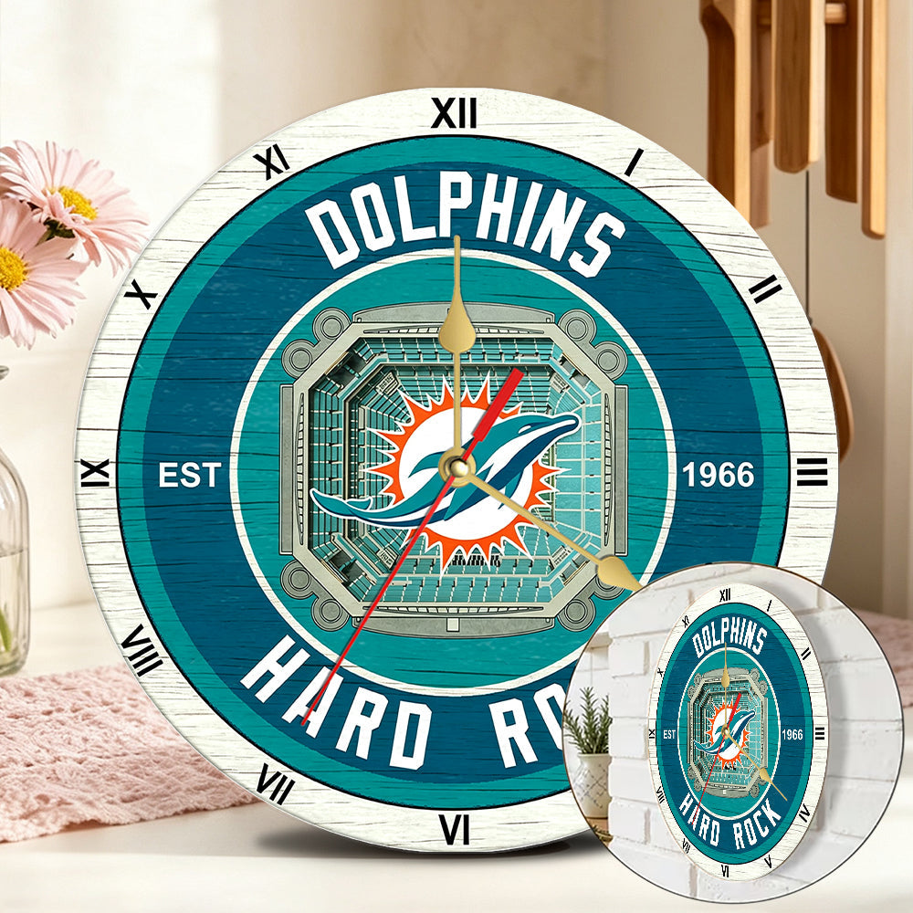 Personalized Custom Miami Dolphins Wooden Wall Clock