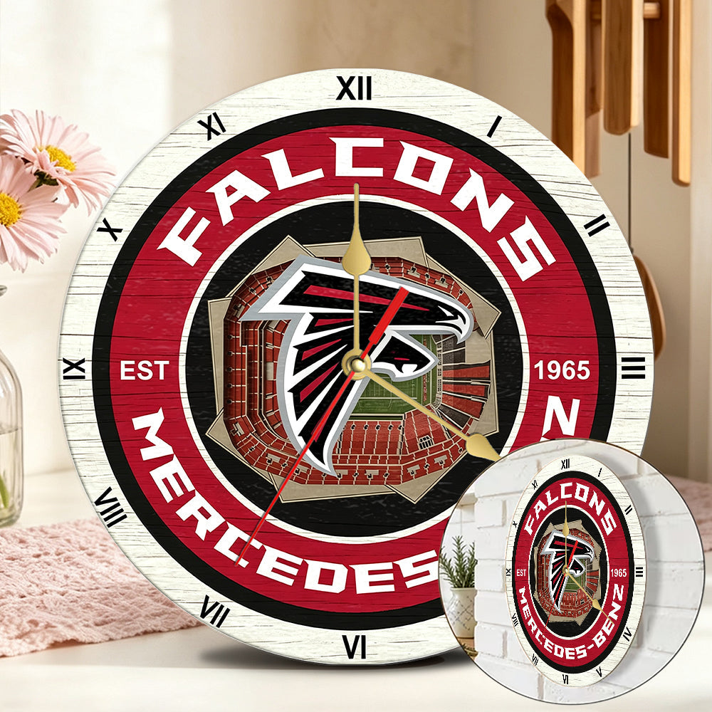 Personalized Custom Atlanta Falcons Wooden Wall Clock