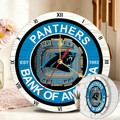 Personalized Custom Carolina Panthers Wooden Wall Clock