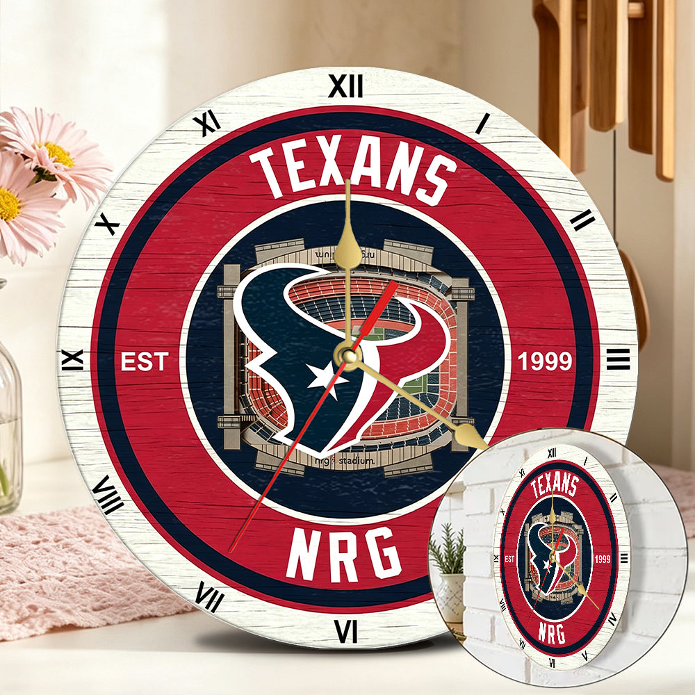 Personalized Custom Houston-Texans Wooden Wall Clock