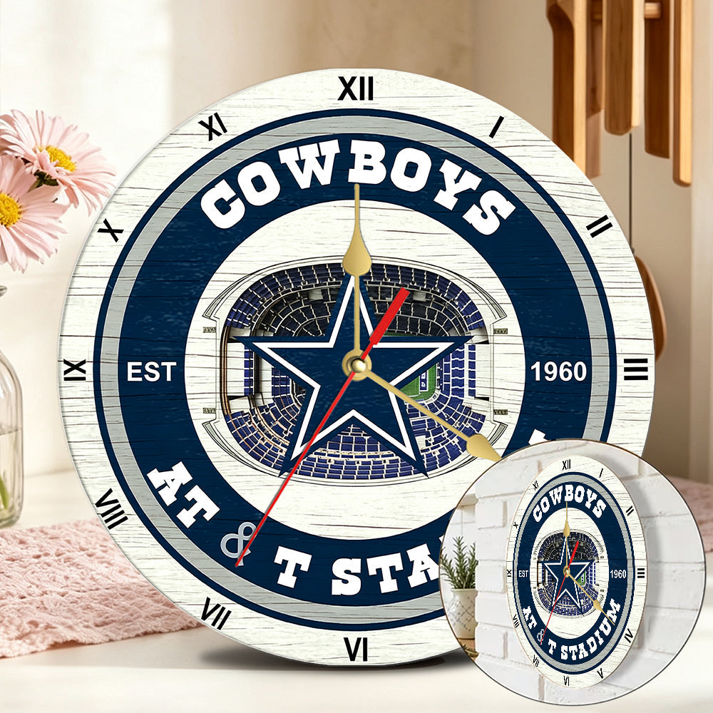 Personalized Custom Dallas Cowboys Wooden Wall Clock