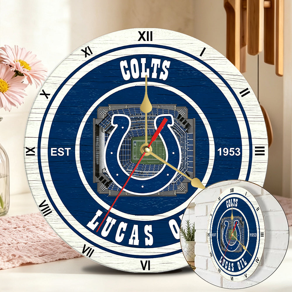 Personalized Custom Indianapolis-Colts Wooden Wall Clock