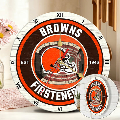 Personalized Custom Cleveland Browns Wooden Wall Clock