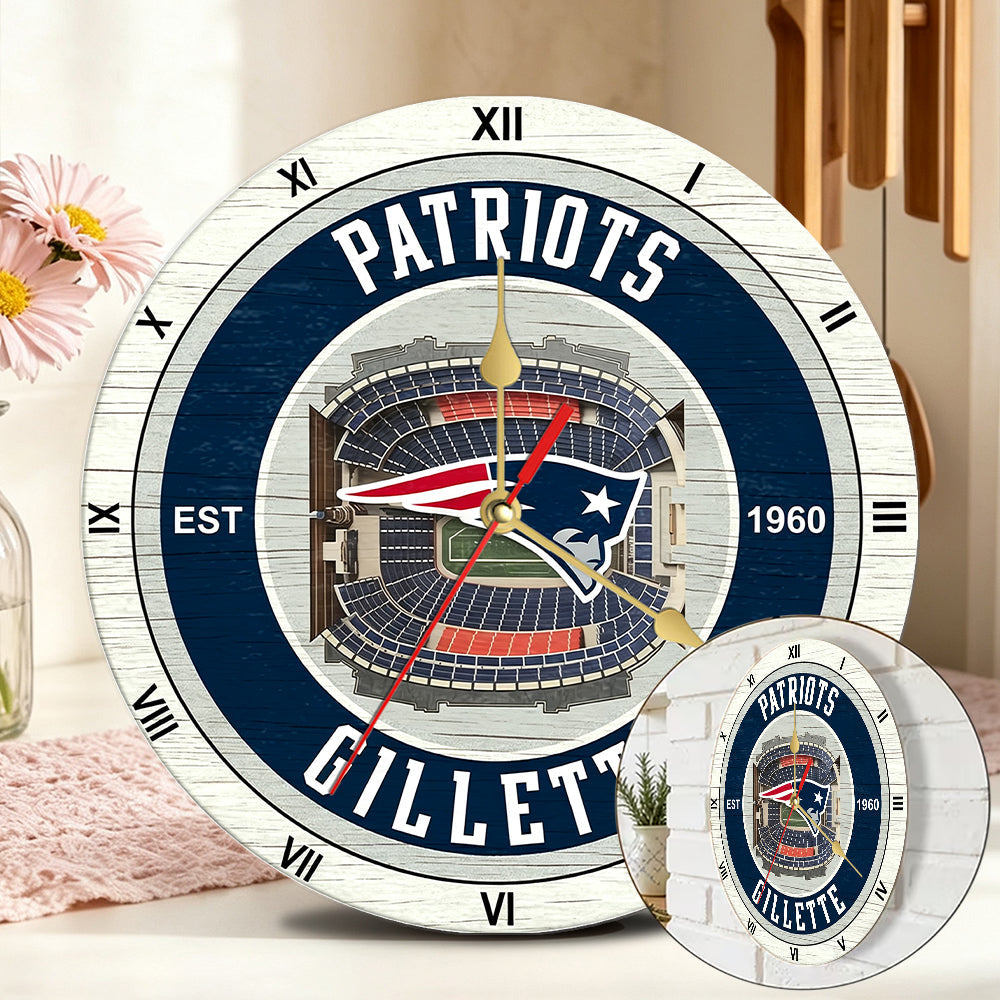 Personalized Custom New England Patriots Wooden Wall Clock