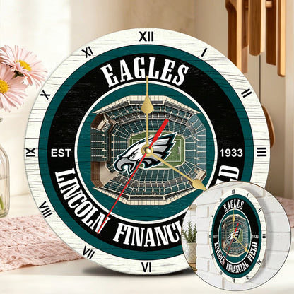 Personalized Custom Philadelphia Eagles Wooden Wall Clock