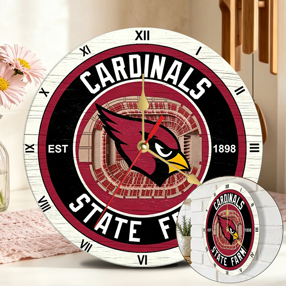 Personalized Custom Arizona Cardinals Wooden Wall Clock